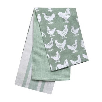 HEN AND COCKEREL TEA TOWELS - SET OF 3