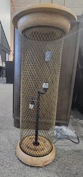 Mesh Metal and Mango Wood Floor Lamp