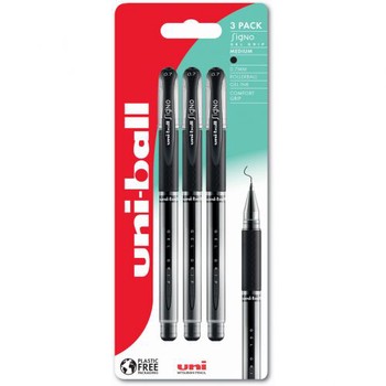 Mitsubishi - uni-ball Signo Gel Grip UM-151(07)S Rollerball 3pc Blister Black - 238212225