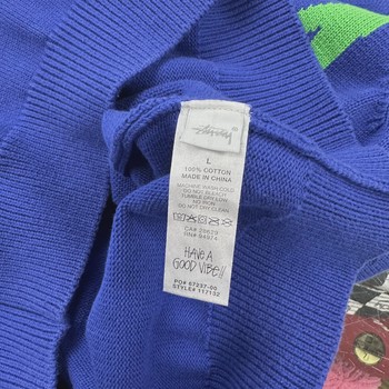 Stüssy Big Logo Sweater Vest in Blue/Green • Pre-Owned [2446] - view 4