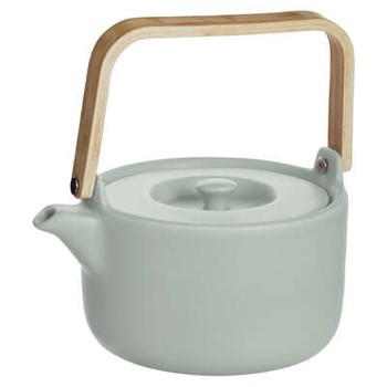 PASTEL MINT TEAPOT WITH BAMBOO HANDLE