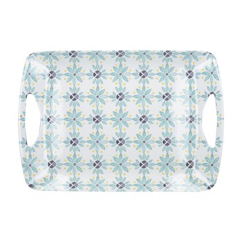 LARGE GREEN TILE HANDLED TRAY