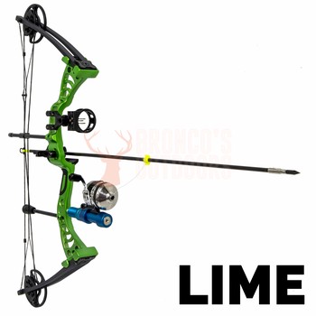 Man Kung 55LB Compound Bow - Lime + Bow fishing Kit
