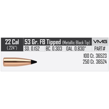Nosler Varmageddon .22 Cal .224" 53gr Projectiles X100