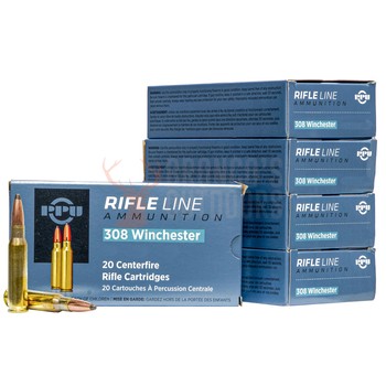 PPU Rifle line ammunition .308 SP 150gr 100 Rounds