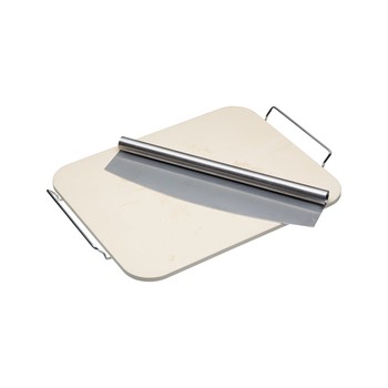 RECTANGULAR PIZZA STONE AND CUTTER - 37x30CM