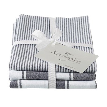 KENSINGTON BLACK STRIPE TEA TOWEL - SET OF 3
