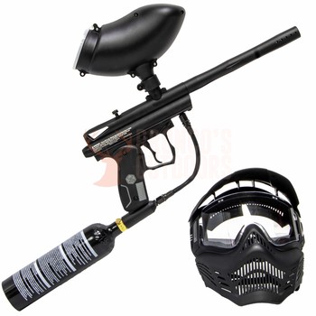 Spyder Victor Paintball Marker .68 Cal + 200 Rounds .68 Cal Hopper + Paintball Mask + Tippmann CO2 Tank 12oz + Empire Heat Paintball .68 Cal 500 Rounds