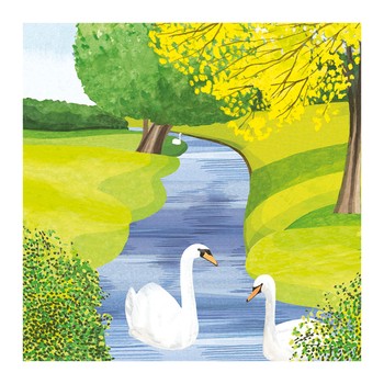 The Art File - Richmond Swans On River Card (D)
