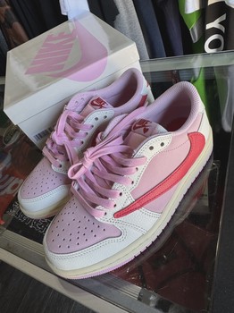 Air Jordan 1 Retro Low Original SP Travis Scott Sail Tropical Pink • Pre-Owned [9618] - view 2