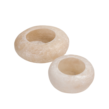 Alabaster waxinelichthouder frisbee · white