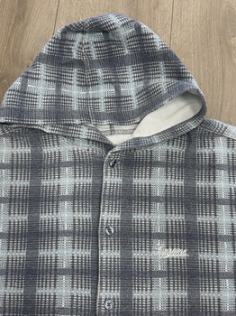 FW23 Supreme Hooded Plaid Knit Shirt 'Blue' • Pre-Owned [6584] - view 2