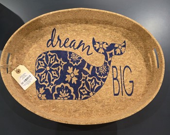 Large Nautical Oval Cork Wrapped Metal Tray