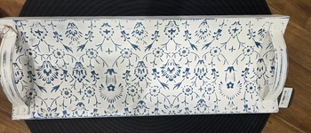 White & Blue Metal Embossed Wall Table Tray Large