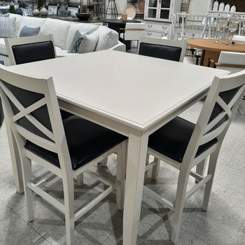 Walker 5PC Wood Counter Table White