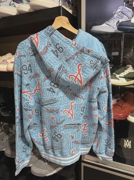Supreme Mitchell & Ness Teams Zip Up Hooded Sweatshirt Blue size M • Brand New [6449] - view 2