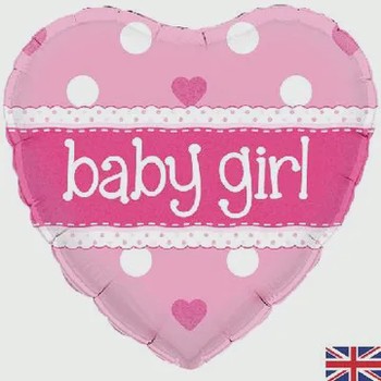 Oaktree - 18" Baby Girl Heart Holographic Balloon - 228205