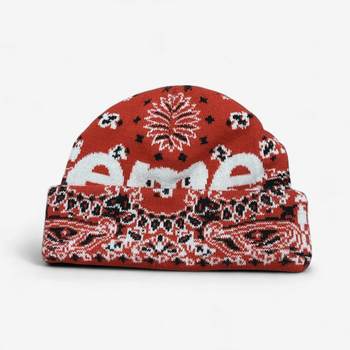 Supreme Bandana Big Logo Beanie Red • Pre-Owned [3534] - view 2