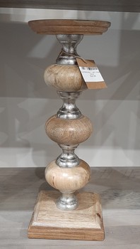 Candleholder - Light Wood & Silver