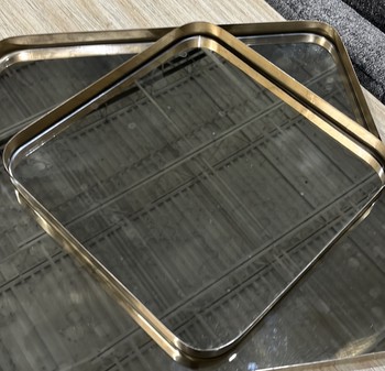 KARMA ANTIQUED GOLD MIRROR TRAY / SMALL