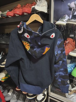 Bape Shark Zip Up Hoodie Navy • Brand New [6928] - view 2