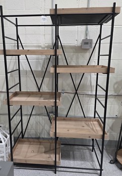 Iron Shelving Unit - Six Adjustable Wood Shelves