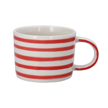 CANDY CANE RED STRIPED STONEWARE MUG