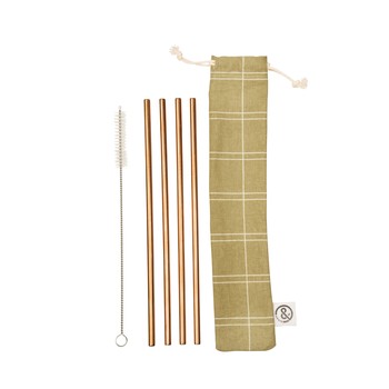 &AGAIN BRONZE LONG STRAWS - PACK OF 4