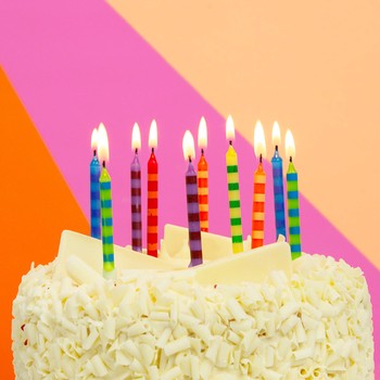 BIRTHDAY BASH STRIPED CANDLES - PACK OF 24