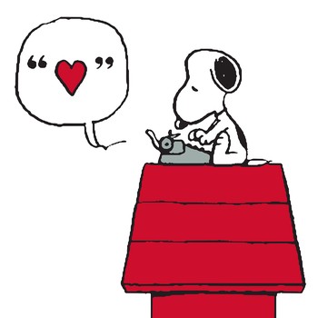 Snoopy square typewriter heart Card - SNOOP087