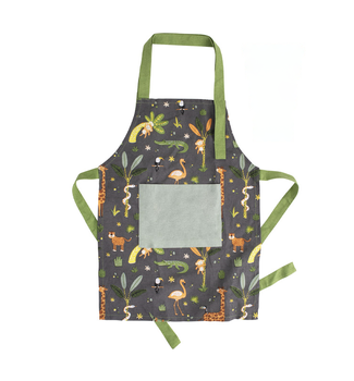 KIDS RECYCLED COTTON APRON - JUNGLE DESIGN