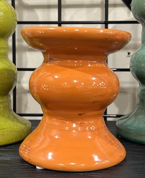 Ceramic Pillar Candle Holder / SMALL ORANGE