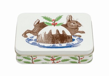 SMALL RECTANGULAR TIN RABBIT & PUDDING