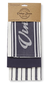 OXFORD DENIM TEA TOWELS - SET OF 3