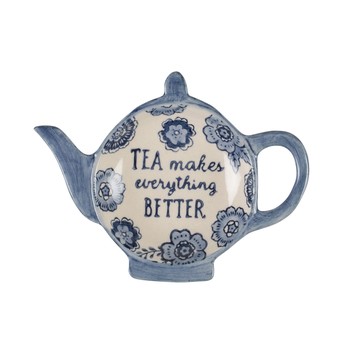 BLUE FLORAL TEABAG DISH