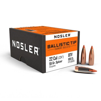 Nosler Ballistic Tip Varmint .22 Cal .224" 55gr Projectiles x100
