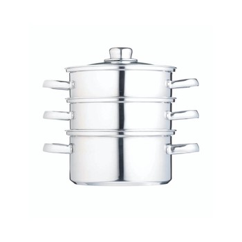 STEAMER SET 16CM 3 TIER STAINLESS STEEL