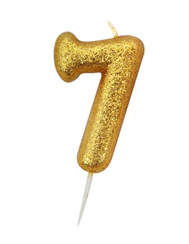 GOLD GLITTER AGE 7 CANDLE