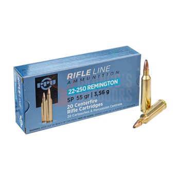 PPU Rifle line ammunition 22-250 SP 55gr