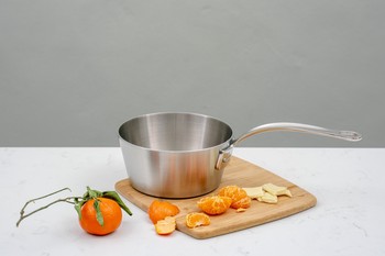 SAMUEL GROVES TRI PLY STAINLESS STEEL 16CM MILK PAN - SATIN FINISH