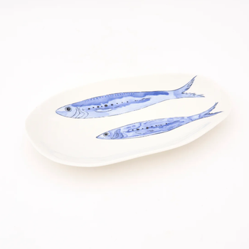 BATELA TWO FISH OVAL CERAMIC PLATE