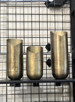 Set of 3 Antique Brass Wall vases