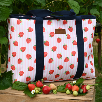 STRAWBERRIES & CREAM PINK SHOULDER TOTE