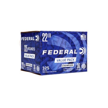 Federal .22LR Champion Plated 36gr HP 325 Rounds