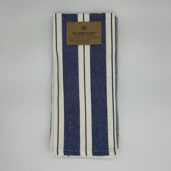 BLUE STRIPE TEA TOWELS - PACK OF 3