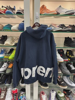 Supreme Big Logo Zip Up Hooded Sweatshirt Navy • Brand New [5179] - view 3