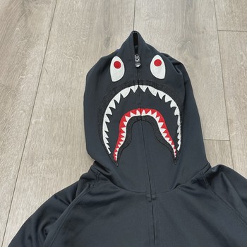 A Bathing Ape (BAPE) Black Jersey Shark Full-Zip Hoodie Track Jacket • Pre-Owned [4188] - view 7