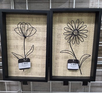 Black Wood Frame with wire flower