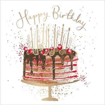 Woodmansterne - Cake On A Stand With Chocolate Icing - Greetings Card