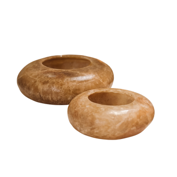 Alabaster waxinelichthouder frisbee · brown